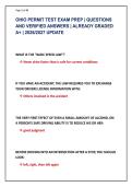 OHIO PERMIT TEST EXAM PREP &vert; QUESTIONS &NewLine;AND VERIFIED ANSWERS &vert; ALREADY GRADED &NewLine;A&plus; &vert; 2026&sol;2027 UPDATE