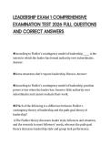 LEADERSHIP EXAM 1 COMPREHENSIVE&NewLine;EXAMINATION TEST 2026 FULL QUESTIONS&NewLine;AND CORRECT ANSWERS&NewLine;
