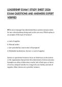 LEADERSHIP EXAM 1 STUDY SHEET 2026&NewLine;EXAM QUESTIONS AND ANSWERS EXPERT&NewLine;VERIFIED&NewLine;