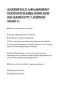 LEADERSHIP ROLES AND MANAGEMENT&NewLine;FUNCTIONS IN NURSING ACTUAL PAPER&NewLine;2026 QUESTIONS WITH SOLUTIONS&NewLine;GRADED A&plus;