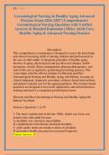 Gerontological Nursing & Healthy Aging Advanced &NewLine;Practice Exam 2026&ndash;2027 &vert; Comprehensive &NewLine;Gerontological Nursing Questions with Verified &NewLine;Answers & Detailed Rationales &vert; Older Adult Care&comma; &NewLine;Healthy Aging & Advanced Nursing Practice 