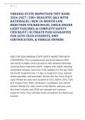 VIRGINIA STATE INSPECTION TEST BANK &NewLine;2026-2027 &vert; 500&plus; REALISTIC Q&A WITH &NewLine;RATIONALES &vert; NEW 24-MONTH LAW&comma; &NewLine;REJECTION STICKER RULES&comma; CHECK ENGINE &NewLine;LIGHT FAILURES&comma; & COMPLETE SAFETY &NewLine;CHECKLIST &vert; ULTIMATE PASS GUARANTEE &NewLine;FOR AUTO TECH STUDENTS&comma; DMV &NewLine;CE