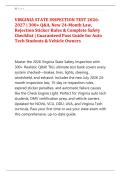 VIRGINIA STATE INSPECTION TEST 2026&NewLine;2027 &vert; 300&plus; Q&A&comma; New 24-Month Law&comma; &NewLine;Rejection Sticker Rules & Complete Safety &NewLine;Checklist &vert; Guaranteed Pass Guide for Auto &NewLine;Tech Students & Vehicle Owners