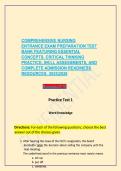 Comprehensive Nursing Entrance Exam Prep Test Bank 2026&sol;2027 &ndash; Essential Concepts&comma; Practice Questions&comma; & Verified Answer Keys