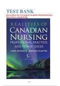 Test Bank for Realities of Canadian Nursing&colon; Professional&comma; Practice&comma; and Power Issues&comma; 5th Edition by McDonald & McIntyre &vert; Questions and Answers &vert; Chapters 1&ndash;26