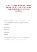 PRIMARY CARE MEDICINE&colon; OFFICE&NewLine;EVALUATION AND MANAGEMENT&NewLine;ASSESSMENT QUESTIONS AND&NewLine;ANSWERS
