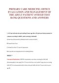 PRIMARY CARE MEDICINE&colon; OFFICE&NewLine;EVALUATION AND MANAGEMENT OF&NewLine;THE ADULT PATIENT 15TH ED TEST&NewLine;BANK QUESTIONS AND ANSWERS