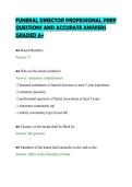 FUNERAL DIRECTOR PROFESSIONAL PREP&NewLine;QUESTIONS AND ACCURATE ANSWERS&NewLine;GRADED A&plus;