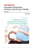 Test Bank for Essentials of Maternity&comma; Newborn&comma; and Women&rsquo;s Health Nursing&comma; 5th Edition by Ricci &vert; Complete and Verified &vert; 2025&sol;2026 Edition