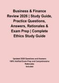 Business & Finance Review 2026 &vert; Study Guide&comma; Practice Questions&comma; Answers&comma; Rationales & Exam Prep