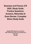 Business and Finance 276 2026 &vert; Study Guide&comma; Practice Questions&comma; Answers&comma; Rationales & Exam Review