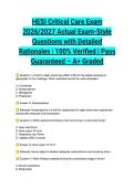 HESI Critical Care Exam 2026&sol;2027 Actual Exam-Style Questions with Detailed Rationales &vert; 100&percnt; Verified &vert; Pass Guaranteed &ndash; A&plus; Graded