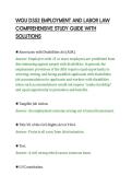 WGU D352 EMPLOYMENT AND LABOR LAW&NewLine;COMPREHENSIVE STUDY GUIDE WITH&NewLine;SOLUTIONS&NewLine;