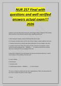 NUR 257 Final with&NewLine;questions and well verified&NewLine;answers actual exam&excl;&excl;&excl;&NewLine;2026
