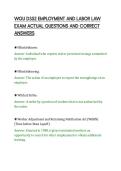 WGU D352 EMPLOYMENT AND LABOR LAW&NewLine;EXAM ACTUAL QUESTIONS AND CORRECT&NewLine;ANSWERS&NewLine;