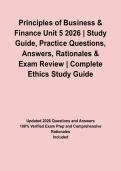 Principles of Business & Finance Unit 5 2026 &vert; Study Guide&comma; Practice Questions&comma; Answers&comma; Rationales & Exam Review