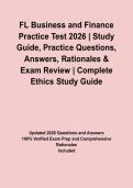 FL Business and Finance Practice Test 2026 &vert; Study Guide&comma; Practice Questions&comma; Answers&comma; Rationales & Exam Review