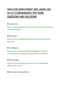 WGU D352 EMPLOYMENT AND LABOR LAW&NewLine;OA 93 COMPREHENSIVE TEST PAPER&NewLine;QUESTIONS AND SOLUTIONS