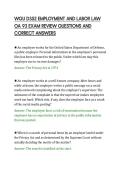 WGU D352 EMPLOYMENT AND LABOR LAW&NewLine;OA 93 EXAM REVIEW QUESTIONS AND&NewLine;CORRECT ANSWERS