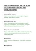 WGU D352 EMPLOYMENT AND LABOR LAW&NewLine;OA 93 UPDATED EXAM SCRIPT WITH&NewLine;COMPLETE ANSWERS