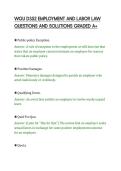 WGU D352 EMPLOYMENT AND LABOR LAW&NewLine;QUESTIONS AND SOLUTIONS GRADED A&plus;