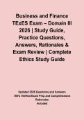 Business and Finance TExES Exam &ndash; Domain III 2026 &vert; Study Guide&comma; Practice Questions&comma; Answers&comma; Rationales & Exam Review