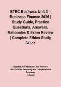 BTEC Business Unit 3 &ndash; Business Finance 2026 &vert; Study Guide&comma; Practice Questions&comma; Answers&comma; Rationales & Exam Review