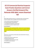 ICC E2 Commercial Electrical Inspector Exam Practice Questions and Correct Answers &lpar;Verified Answers&rpar; Plus Rationale 2026 Q&A&vert; Instant Download Pdf