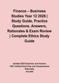 Finance &ndash; Business Studies Year 12 2026 &vert; Study Guide&comma; Practice Questions&comma; Answers&comma; Rationales & Exam Review