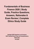 Fundamentals of Business Finance 2026 &vert; Study Guide&comma; Practice Questions&comma; Answers&comma; Rationales & Exam Review