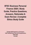 BTEC Business Personal Finance 2026 &vert; Study Guide&comma; Practice Questions&comma; Answers&comma; Rationales & Exam Review
