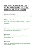 WGU D385 SOFTWARE SECURITY AND&NewLine;TESTING PRE ASSESSMENT ACTUAL TEST&NewLine;QUESTIONS AND SOLVED ANSWERS