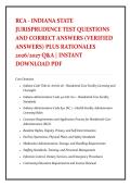 RCA - INDIANA STATE &NewLine;JURISPRUDENCE TEST QUESTIONS &NewLine;AND CORRECT ANSWERS &lpar;VERIFIED &NewLine;ANSWERS&rpar; PLUS RATIONALES &NewLine;2026&sol;2027 Q&A &vert; INSTANT &NewLine;DOWNLOAD PDF