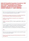 CON 2370 Simplified Acquisition Procedures&comma; CON &NewLine;2370 Simplified Acquisition Procedures &NewLine;2026&sol;2027 &vert; QUESTIONS WITH CORRECT &NewLine;ANSWERS AND DETAILED RATIONALES &vert; &NewLine;ALREADY GRADED A&plus; &vert; 100&percnt; VERIFIED 