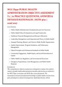WGU D590 PUBLIC HEALTH &NewLine;ADMINISTRATION OBJECTIVE ASSESSMENT &NewLine;V2 &vert; 70 PRACTICE QUESTIONS&comma; ANSWERS & &NewLine;DETAILED RATIONALES &vert; HLTH 3610 &vert; &NewLine;2026&sol;2027