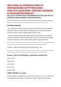 WGU D335 OA&colon; INTRODUCTION TO PROGRAMMING IN PYTHON 2026 &vert; PRACTICE QUESTIONS&comma; VERIFIED ANSWERS & DETAILED RATIONALES