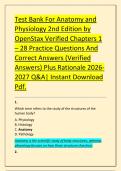 Test Bank For Anatomy and &NewLine;Physiology 2nd Edition by &NewLine;OpenStax Verified Chapters 1 &ndash; 28 Practice Questions And &NewLine;Correct Answers &lpar;Verified &NewLine;Answers&rpar; Plus Rationale 2026- &NewLine;2027 Q&A&vert; Instant Download &NewLine;Pdf&period; 