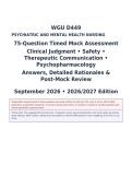 WGU D449 Psychiatric and Mental Health Nursing &vert; 75-Question Timed Mock Assessment&comma; Clinical Scenarios&comma; Answers & Detailed Rationales &vert; 2026&sol;2027
