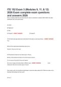 ITE 152 Exam 3 &lpar;Modules 9&comma; 11&comma; & 12&rpar; 2026 Exam complete exam questions and answers 2026