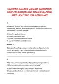 CALIFORNIA QUALIFIED MANAGER EXAMINATION &NewLine;COMPLETE QUESTIONS AND DETAILED SOLUTIONS &NewLine;LATEST UPDATE THIS YEAR JUST RELEASED