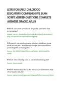 LETRS FOR EARLY CHILDHOOD&NewLine;EDUCATORS COMPREHENSIVE EXAM&NewLine;SCRIPT VERIFIED QUESTIONS COMPLETE&NewLine;ANSWERS GRADED APLUS