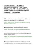 LETRS FOR EARLY CHILDHOOD&NewLine;EDUCATORS UPDATED ACTUAL EXAM&NewLine;QUESTIONS AND CORRECT ANSWERS&NewLine;COMPLETE STUDY GUIDE&NewLine;
