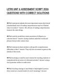 LETRS UNIT 6 ASSESSMENT SCRIPT 2026&NewLine;QUESTIONS WITH CORRECT SOLUTIONS
