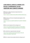 LEWIS MEDICAL-SURGICAL NURSING 10TH&NewLine;EDITION COMPREHENSIVE SOLVED&NewLine;QUESTIONS AND COMPLETE ANSWERS&NewLine;
