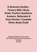 12 Business Studies &ndash; Finance 2026 &vert; Study Guide&comma; Practice Questions&comma; Answers&comma; Rationales & Exam Review