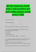 NR 442 community health&NewLine;exam 2 with questions and&NewLine;well verified answers actual&NewLine;exam&excl;&excl;&excl; 2026