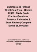 Business and Finance TExES Test Prep &ndash; Domain II 2026 &vert; Study Guide&comma; Practice Questions&comma; Answers&comma; Rationales & Exam Review