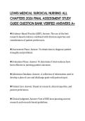 LEWIS MEDICAL SURGICAL NURSING ALL&NewLine;CHAPTERS 2026 FINAL ASSESSMENT STUDY&NewLine;GUIDE QUESTION BANK VERIFIED ANSWERS A&plus;&NewLine;