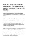 LEWIS MEDICAL SURGICAL NURSING ALL&NewLine;CHAPTERS 2026 TEST PAPER REVIEW SHEET&NewLine;PRACTICE QUESTIONS AND SOLUTIONS TOP&NewLine;RESULT A&plus;