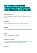 LIFE AND HEALTH INSURANCE&NewLine;COMPREHENSIVE EXAM STUDY GUIDE&NewLine;COMPLETE QUESTIONS AND SOLUTIONS&NewLine;